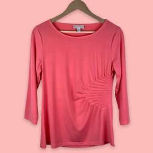 Dana Buchman Pin-Tuck 3/4 Sleeve Top